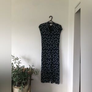 ICHI Navy Blue Floral Maxi Dress | Size 36